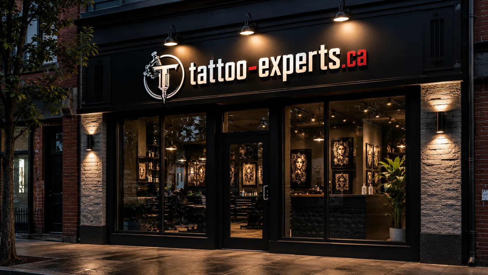 Devanture d'un salon de tatouage
